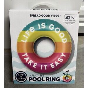 Life Is Good Take It Easy‎ Inflatable Pool Ring 42" Diameter New In Box